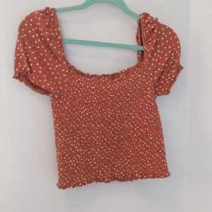 AEO Puffy Sleeve Polka Dot Top